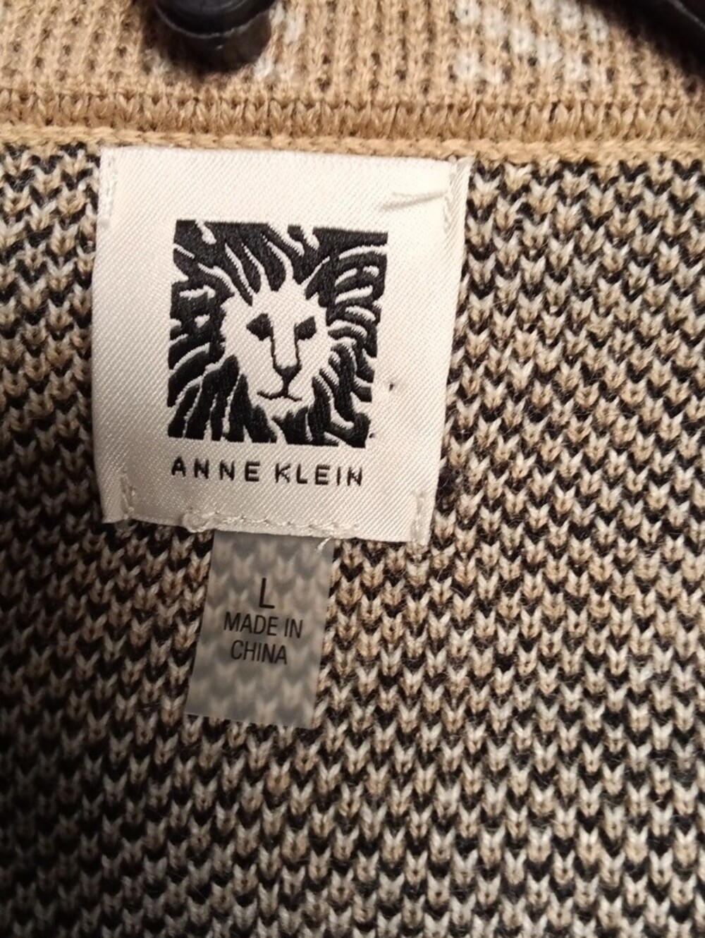 Anne Klein Size L Beige Plaid Double-Breasted Trench Coat with Gold Buttons - Picture 4 of 12